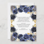 ネイビーブルーフローラキンセアニェラミクリンスアノス 招待状 (裏面)