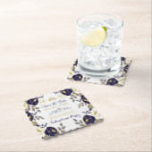 ネイビーブルーフローラキンセアニェラ保存日 ペーパーコースター (インサイチュ)