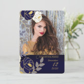 ネイビーブルーフローラキンセアニェラ撮影 招待状 (スタンド正面)