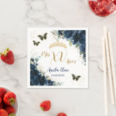 ネイビーブルーフローラキンセアニェラ金ゴールド蝶 スタンダードカクテルナプキン (インサイチュ)