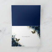 ネイビーブルーフローラキンセアニラ誕生日蝶 サンキューカード (内部)