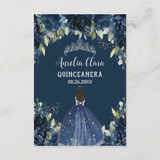 ネイビーブルーフローラシルバーキンセニェラ15祈りの言葉カード エンクロージャーカード (裏面)