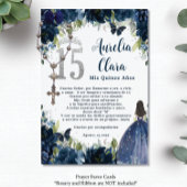 ネイビーブルーフローラシルバーキンセニェラ15祈りの言葉カード エンクロージャーカード