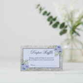 ネイビーブルーフローラシルバーグレースパークルオムツラッフル 名刺 (スタンド正面)