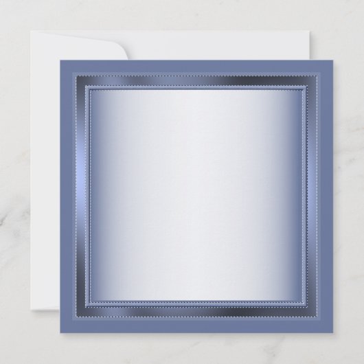 ネイビーブルーフローラシルバーグレー婚約パーティ 招待状 (裏面)