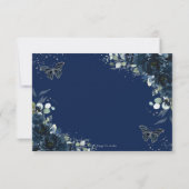 ネイビーブルーフローラシルバー蝶キンセニェラ 出欠カード (裏面)