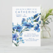 ネイビーブルーフローラスウィート16パーティー 招待状 (スタンド正面)