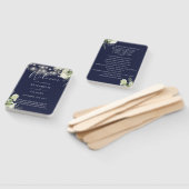 ネイビーブルーフローラストリングライト結婚式 プログラム ハンドファン (組立なし)