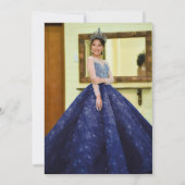 ネイビーブルーフローラティアラ蝶フォトキンセアニェラ 招待状 (裏面)