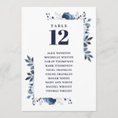 ネイビーブルーフローラテーブル番号座席表 招待状 (正面)