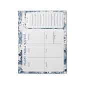 ネイビーブルーフローラパーソナライズされたウィークリープランナーパッド ノートパッド (回転)