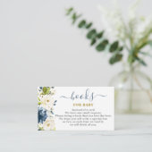 ネイビーブルーフローラブック男の赤ちゃんカード エンクロージャーカード (スタンド正面)