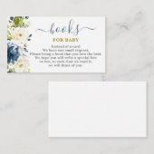 ネイビーブルーフローラブック男の赤ちゃんカード エンクロージャーカード (正面/裏面)