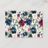 ネイビーブルーフローラブライダルシャワーレシピカード要求 エンクロージャーカード (裏面)