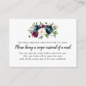 ネイビーブルーフローラブライダルシャワーレシピカード要求 エンクロージャーカード (正面)