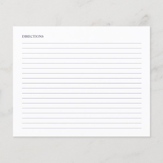 ネイビーブルーフローラブライダルシャワーレシピカード (裏面)