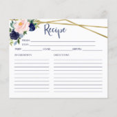 ネイビーブルーフローラブライダルシャワーレシピカード (正面)