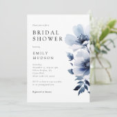 ネイビーブルーフローラブライダルシャワー 招待状 (スタンド正面)