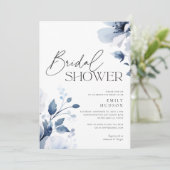 ネイビーブルーフローラブライダルシャワー 招待状 (スタンド正面)