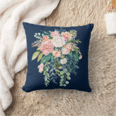 ネイビーブルーフローラブーケピロー クッション (ブランケット)