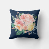 ネイビーブルーフローラブーケピロー クッション (裏面)