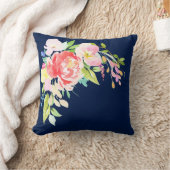 ネイビーブルーフローラブーケ クッション (ブランケット)