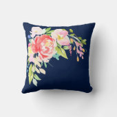 ネイビーブルーフローラブーケ クッション (裏面)