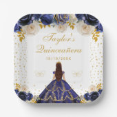 ネイビーブルーフローラプリンセスキンセアニラ ペーパープレート (正面)