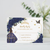 ネイビーブルーフローラプリンセスドレスキンセアニラXV 15 出欠カード (スタンド正面)