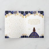 ネイビーブルーフローラプリンセスハッピーバースデー カード (内部)