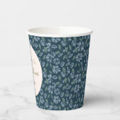 ネイビーブルーフローラベビーシャワーカスタム 紙コップ (左)