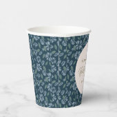 ネイビーブルーフローラベビーシャワーカスタム 紙コップ (右)