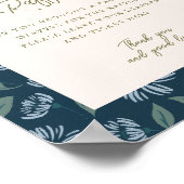 ネイビーブルーフローラベビーシャワー8x10おむつラッフル ポスター (角)