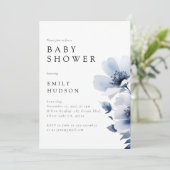 ネイビーブルーフローラベビーシャワー 招待状 (スタンド正面)