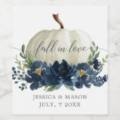 ネイビーブルーフローラホワイトパンプキンワインラベル ワインラベル (シングルラベル)