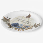 ネイビーブルーフローラホワイトパンプキン男の赤ちゃんシャワー ペーパープレート (アングル)