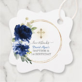 ネイビーブルーフローラボーイ1st誕生日とバプテスマ フェイバータグ (裏面)