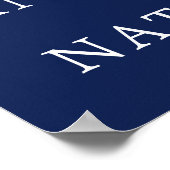 ネイビーブルーフローラモダンウィンターウェディングウェルカム ポスター (角)