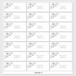 ネイビーブルーフローララインアートゲストアドレス シール