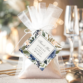 ネイビーブルーフローラルパターンドウォーター結婚カラー フェイバータグ