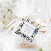 ネイビーブルーフローラルパターンドウォーター結婚カラー フェイバータグ