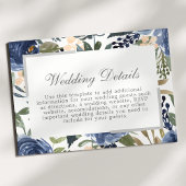 ネイビーブルーフローラルパター結婚ン詳細 エンクロージャーカード