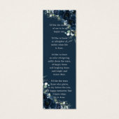 ネイビーブルーフローラ写真葬儀記念ブックマーク (裏面)