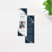 ネイビーブルーフローラ写真葬儀記念ブックマーク (デスク)