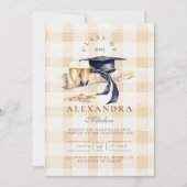 ネイビーブルーフローラ卒業 招待状 (正面)