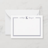 ネイビーブルーフローラ名モノグラム ノートカード (正面)