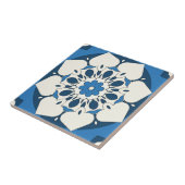 ネイビーブルーフローラ地中海のタイル タイル (側面)