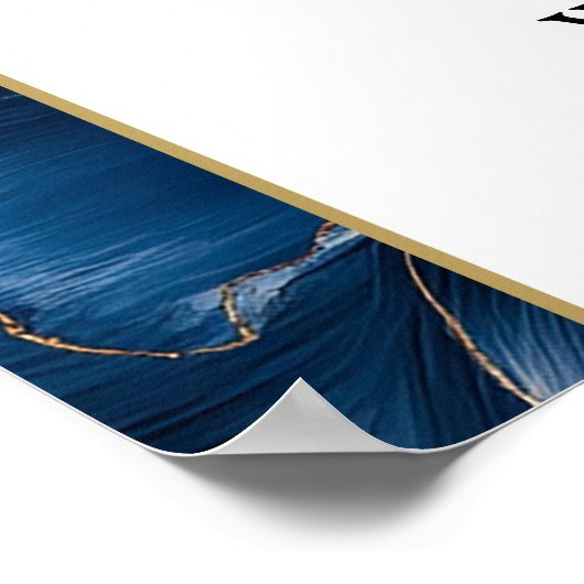 ネイビーブルーフローラ婚約パーティウェルカムサイン ポスター (角)