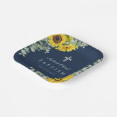 ネイビーブルーフローラ宗教十字洗礼 ペーパープレート (傾斜あり)