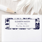 ネイビーブルーフローラ差出人住所ラベル ラベル (インサイチュ)